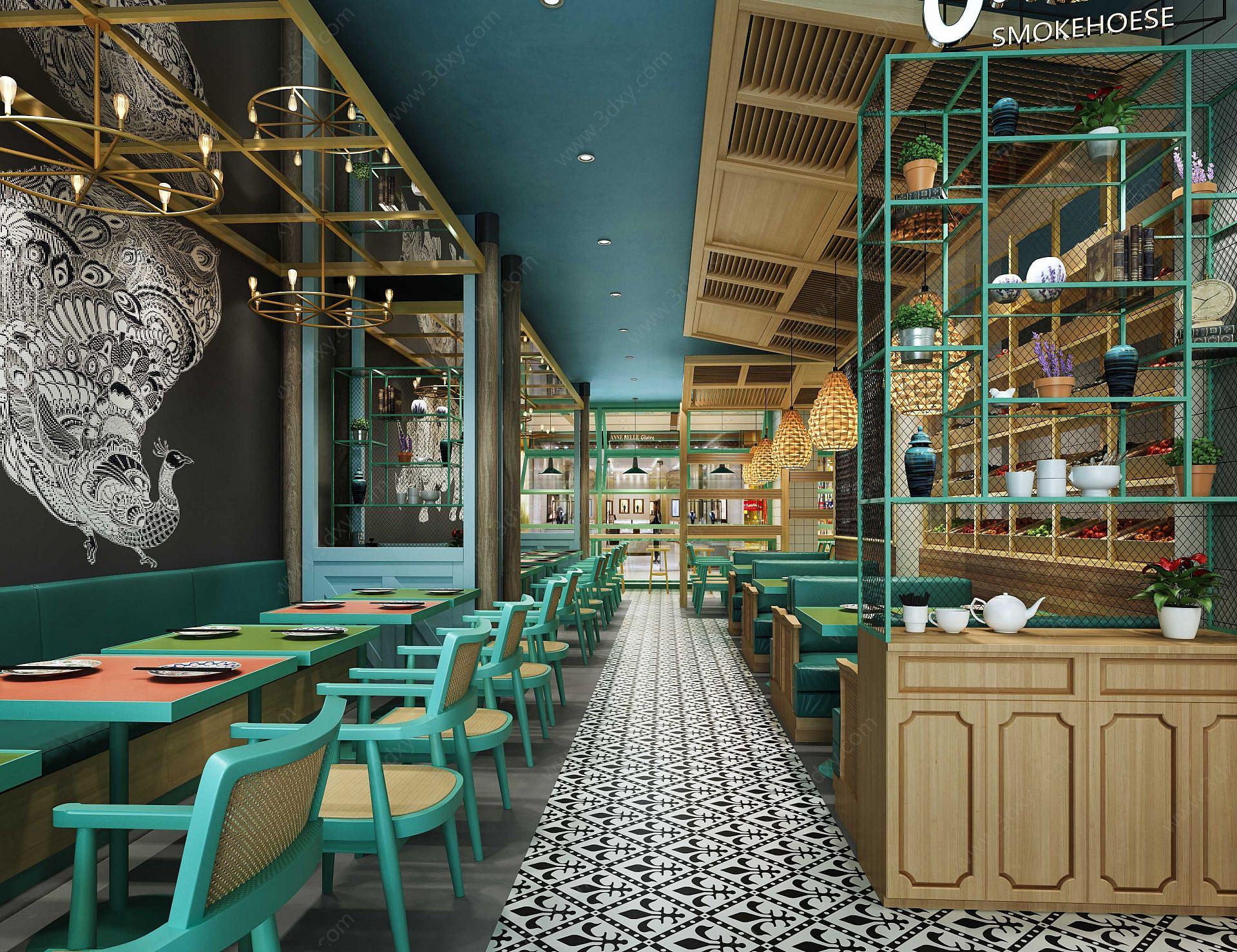 现代时尚餐厅饭店3D模型