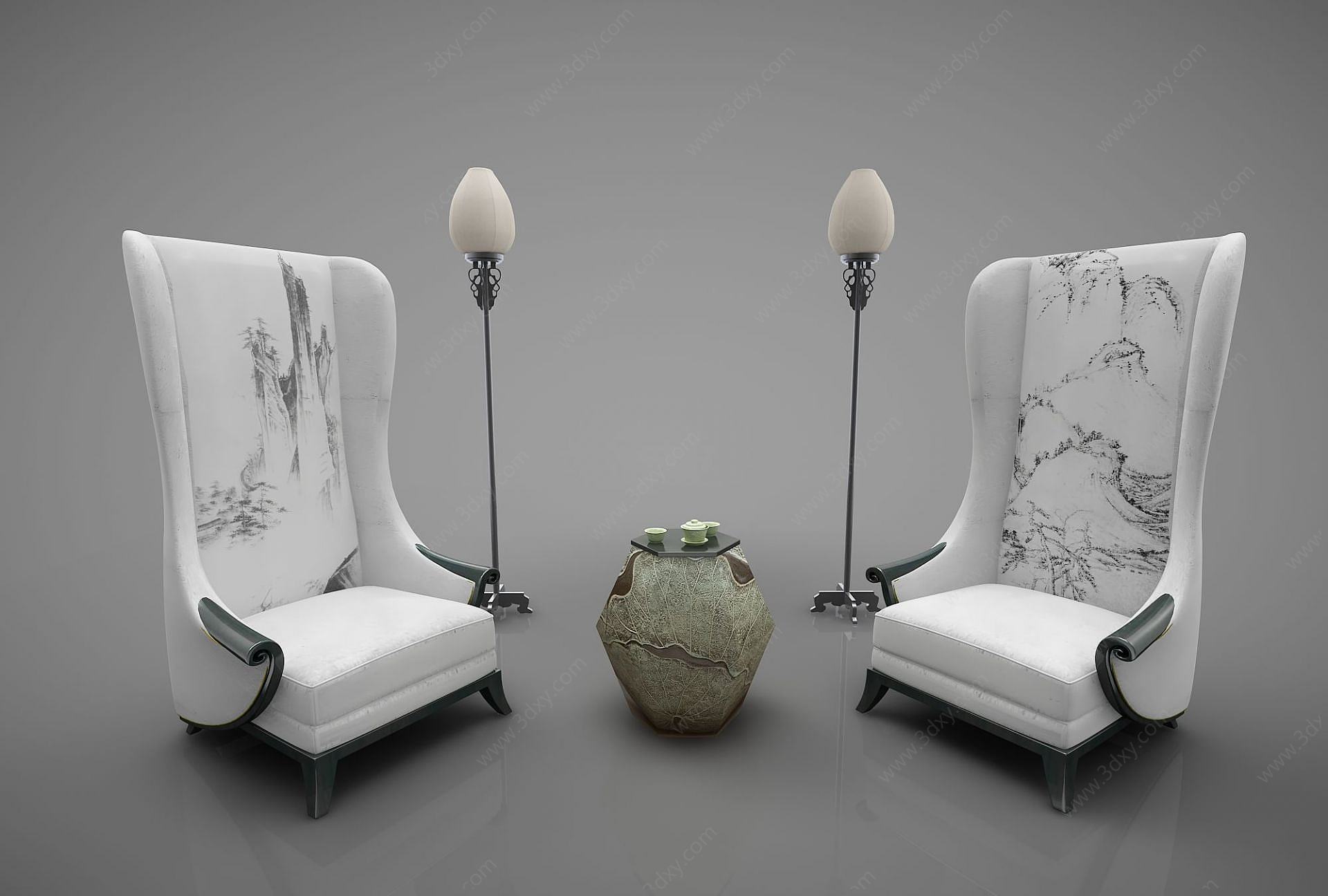 新中式风格沙发组合3D模型