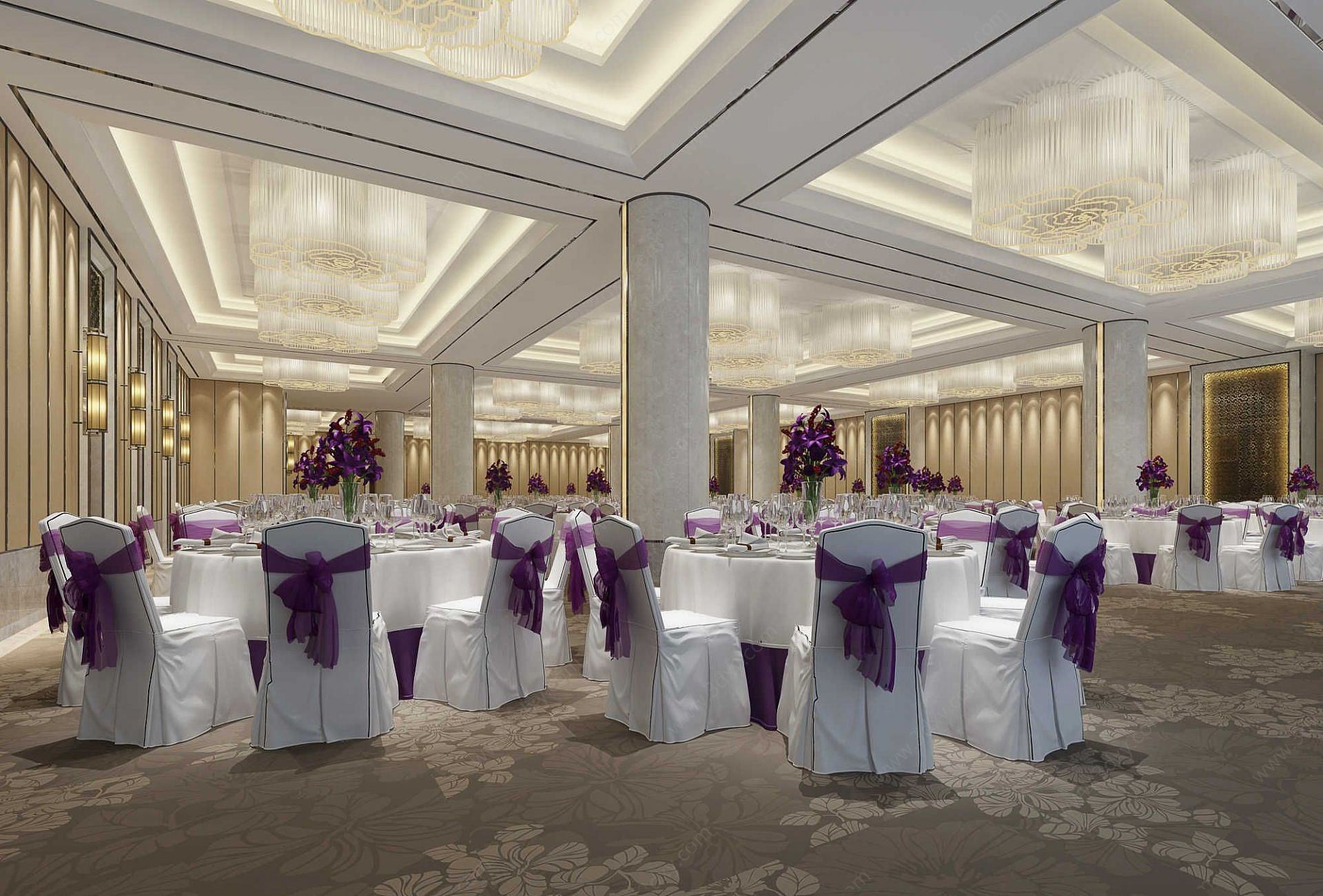 高档宴厅宴会厅3D模型