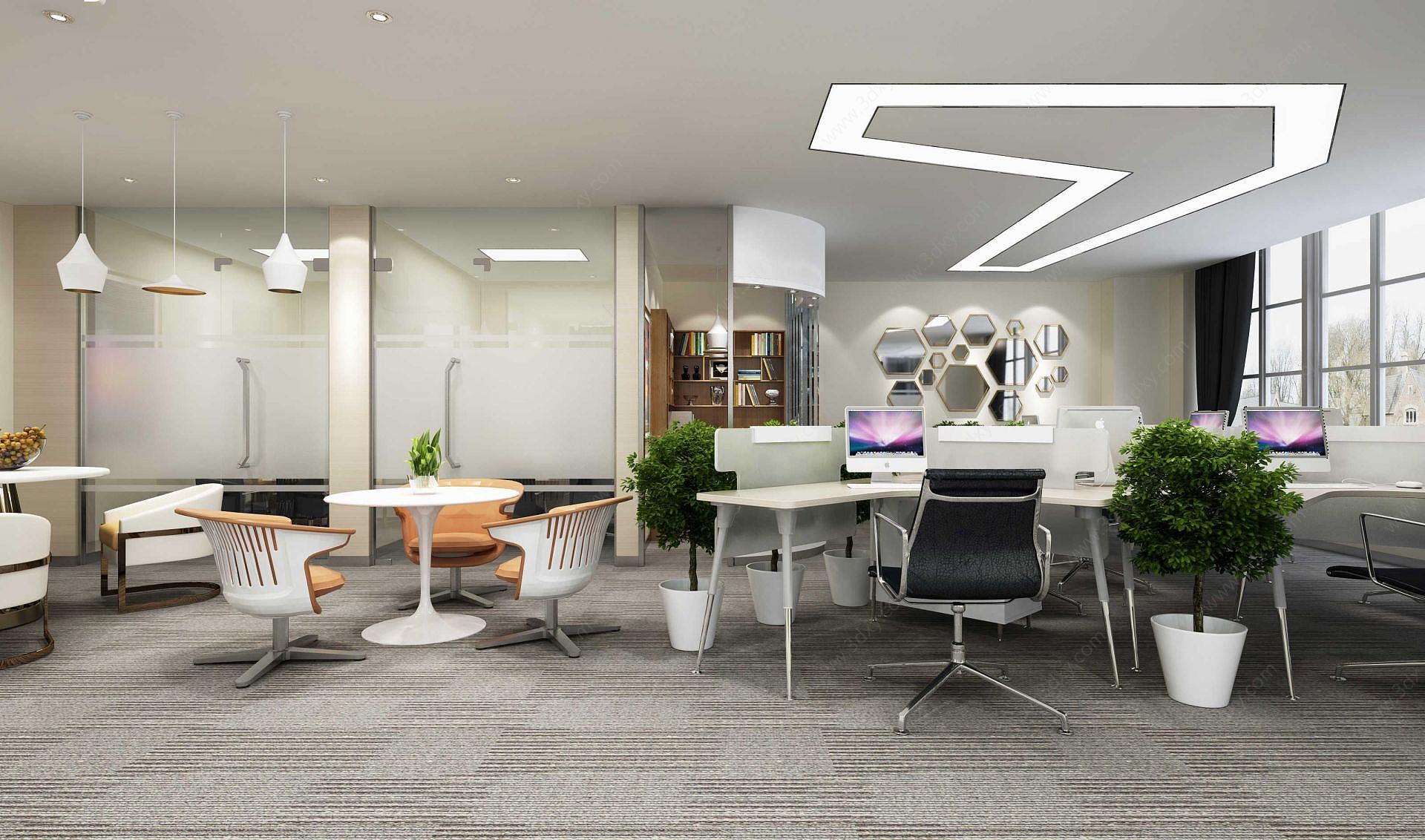 办公室休息区桌椅3D模型