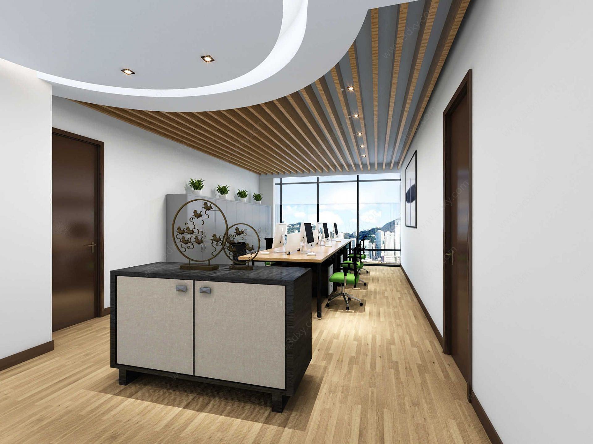 现代新中式办公室3D模型