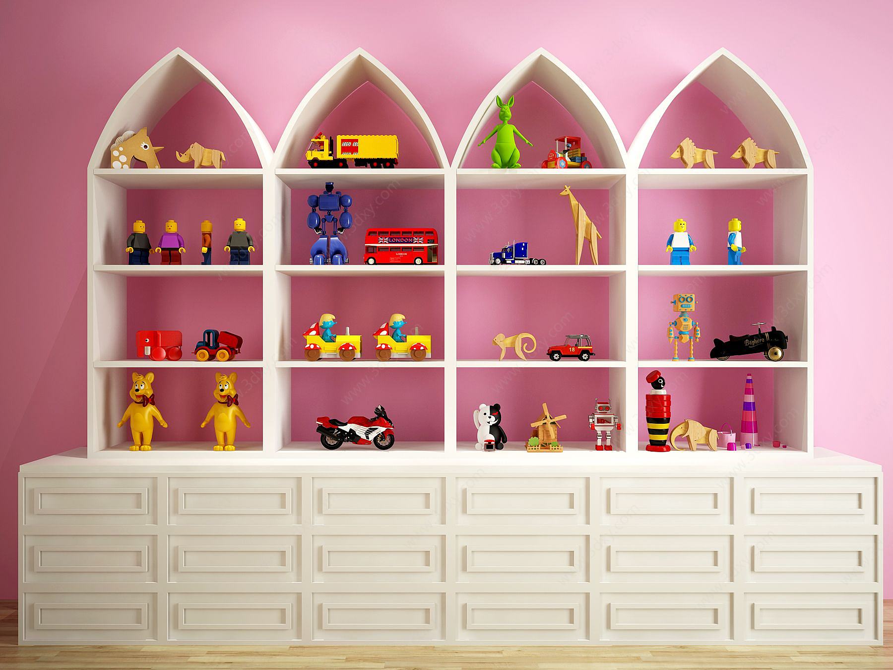 现代儿童玩具装饰柜3D模型