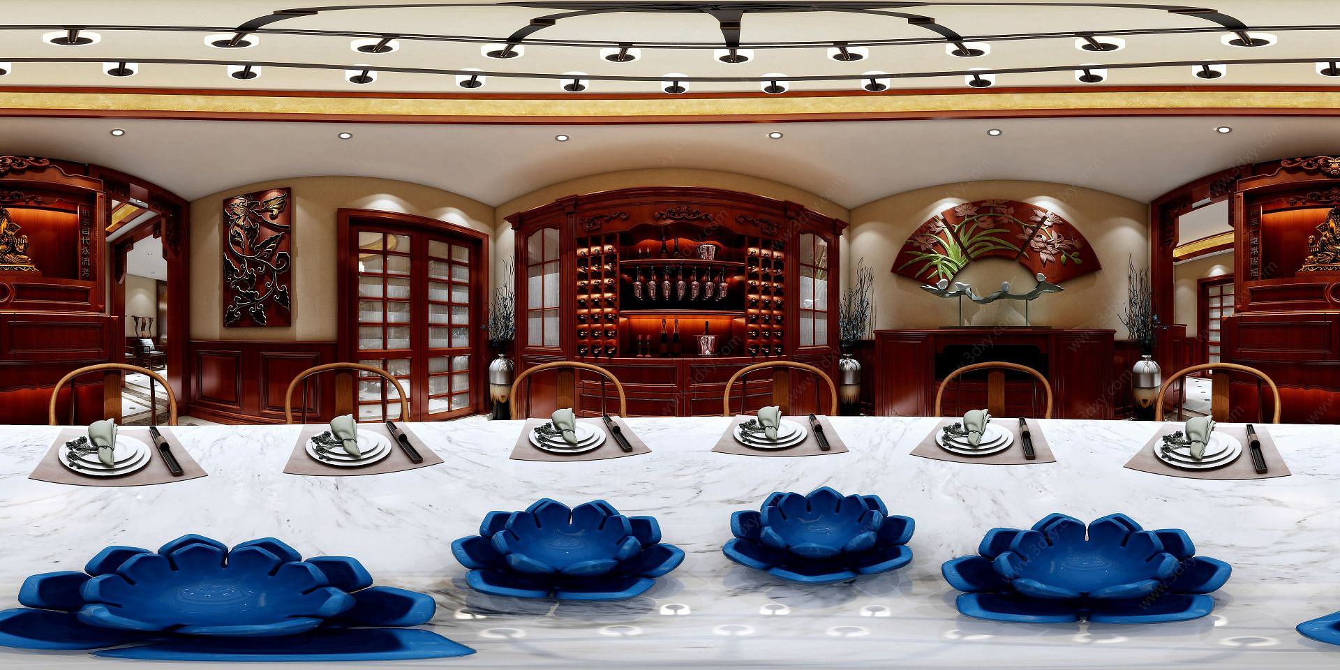 新中式餐厨空间3D模型