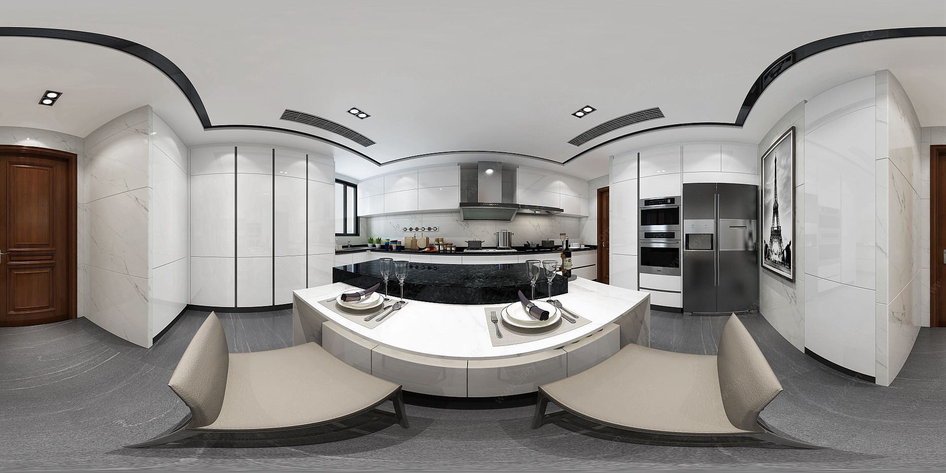 现代简约餐厨空间3D模型