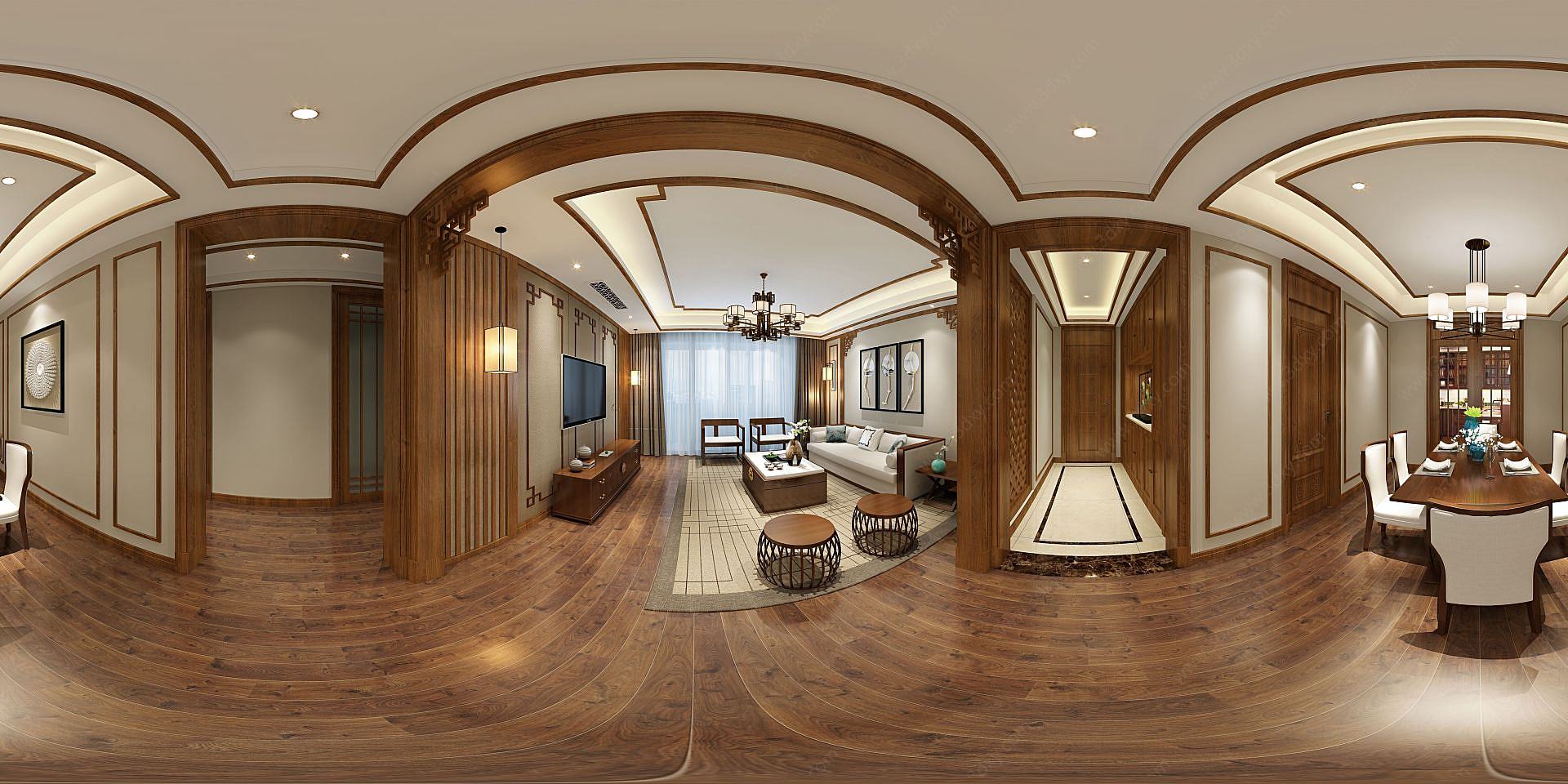 新中式客餐厅3D模型
