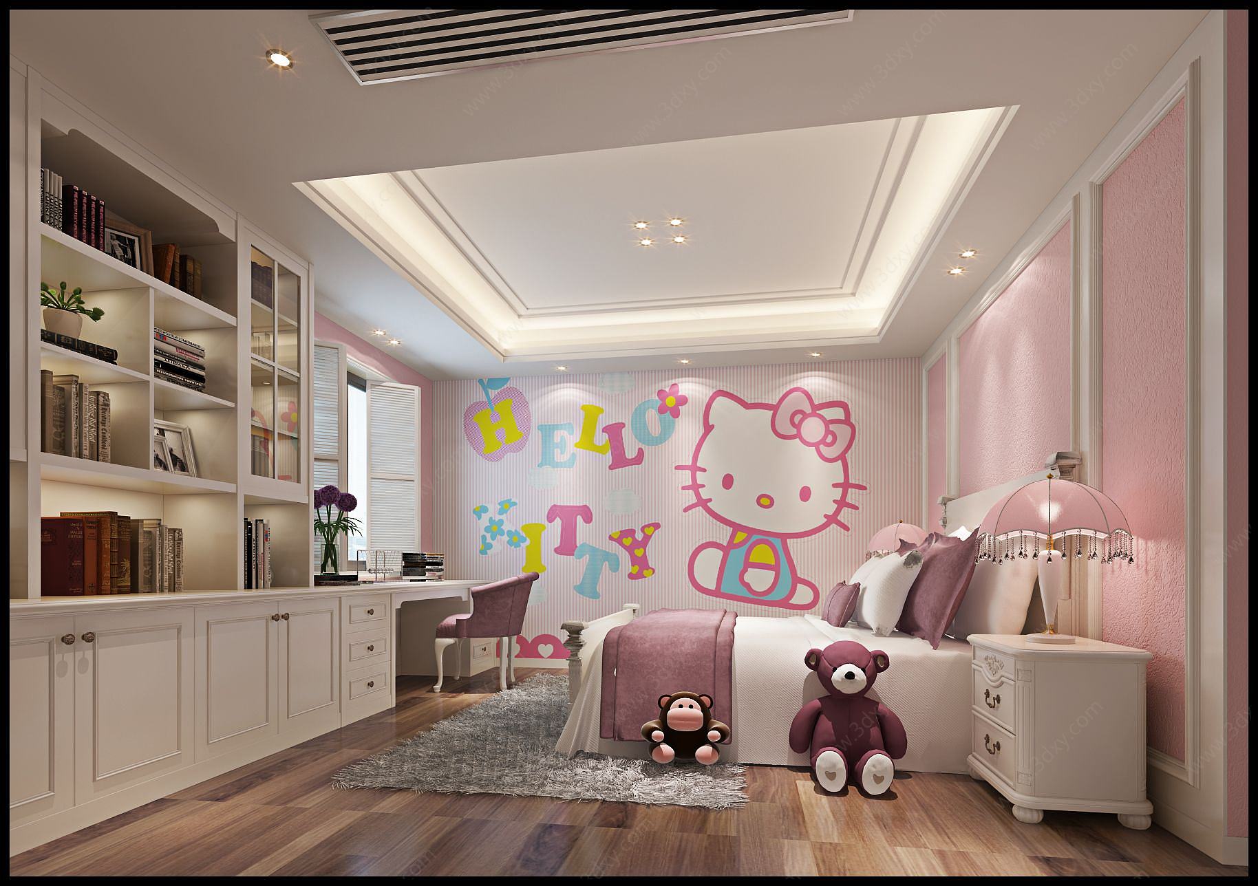 粉色儿童小孩房3D模型