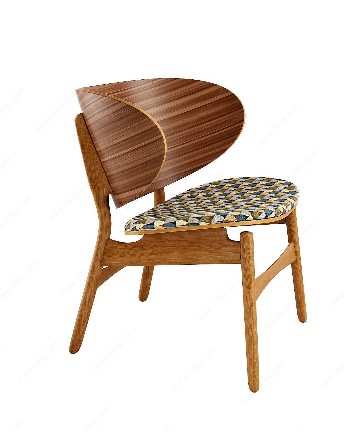 实木休闲椅3D模型