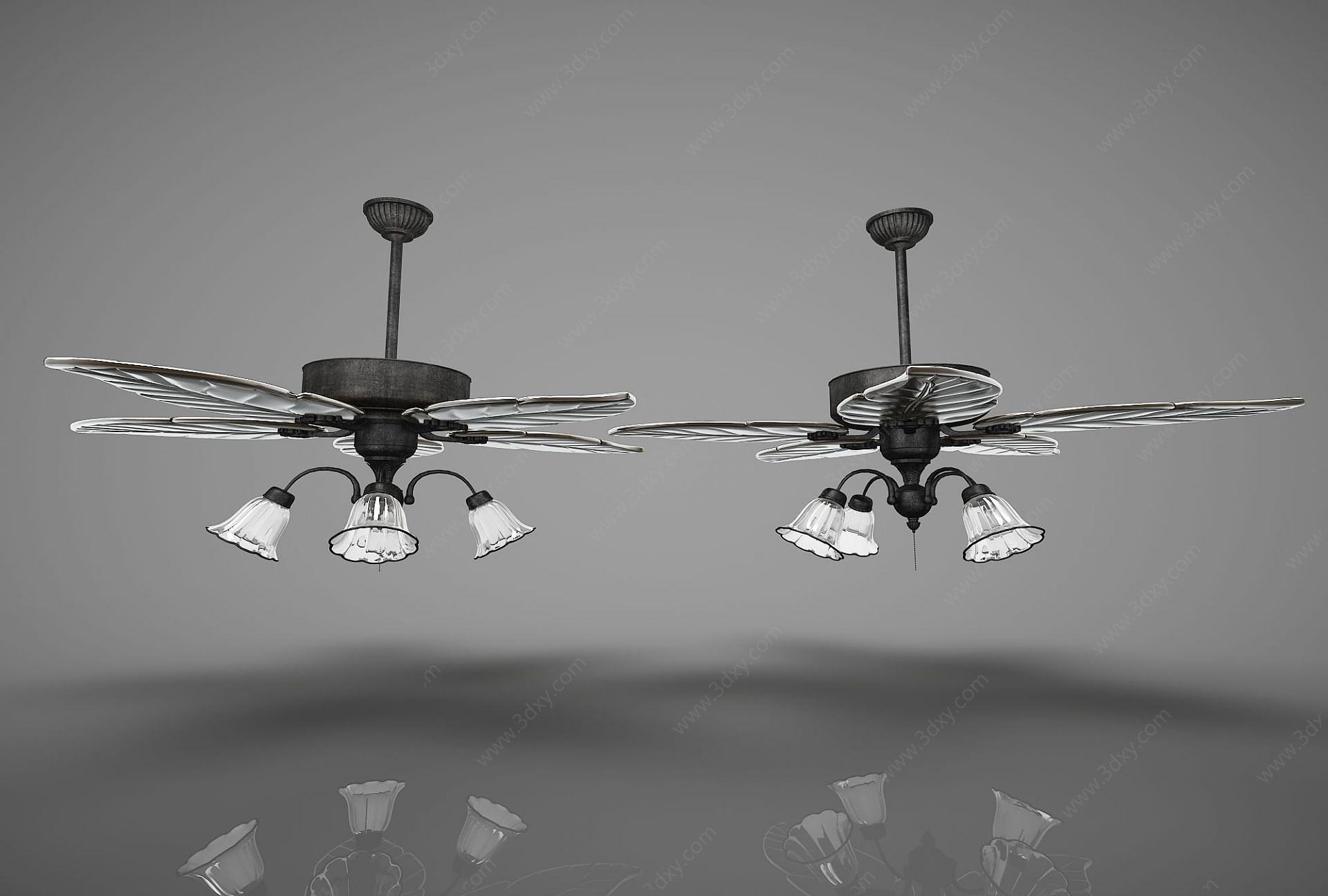 现代风格风扇吊灯3D模型