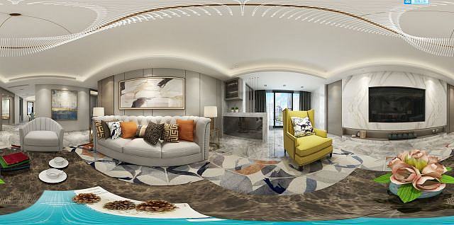 新现代客厅沙发壁柜3D模型