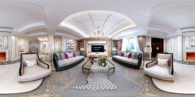 现代客厅沙发壁画组合3D模型