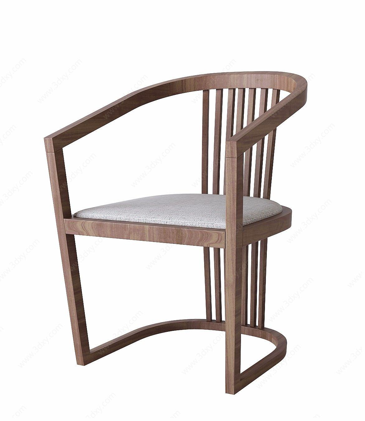 实木靠背椅3D模型