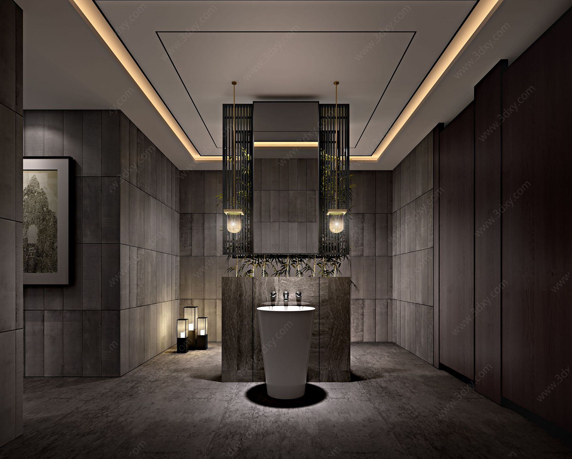 新中式酒店卫生间3D模型