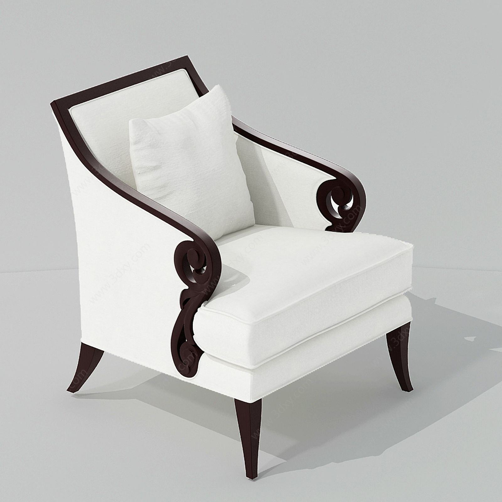 白色休闲椅子3D模型