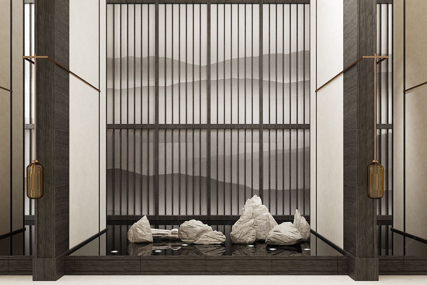 新中式景观石头3D模型