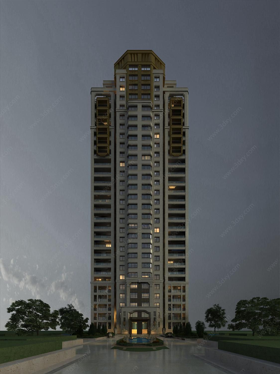 欧式高层住宅楼3D模型