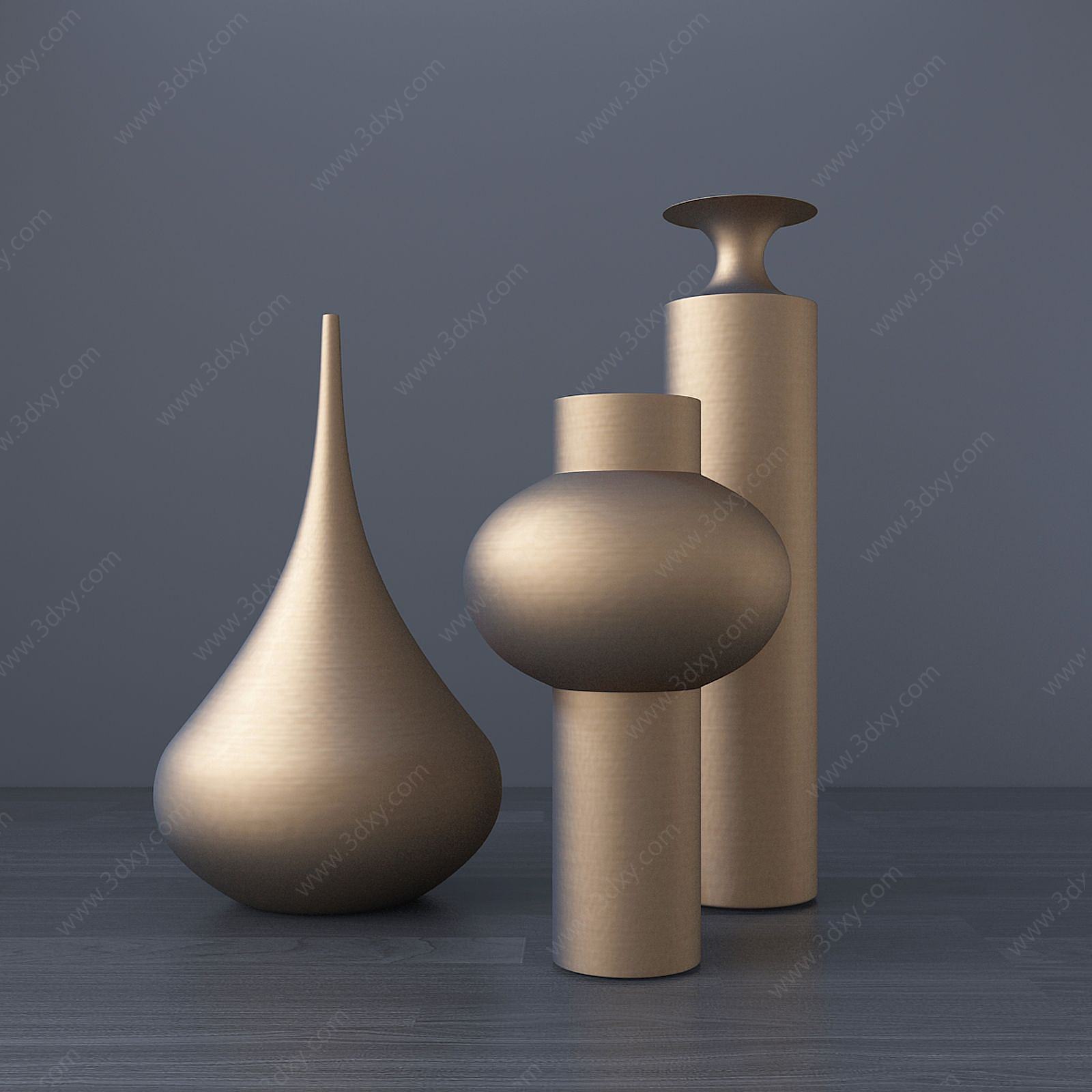 现代轻奢艺术花瓶摆件3D模型