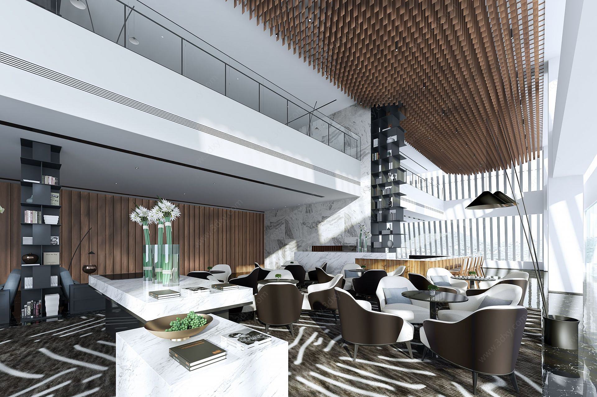 现代简约客厅餐厅3D模型
