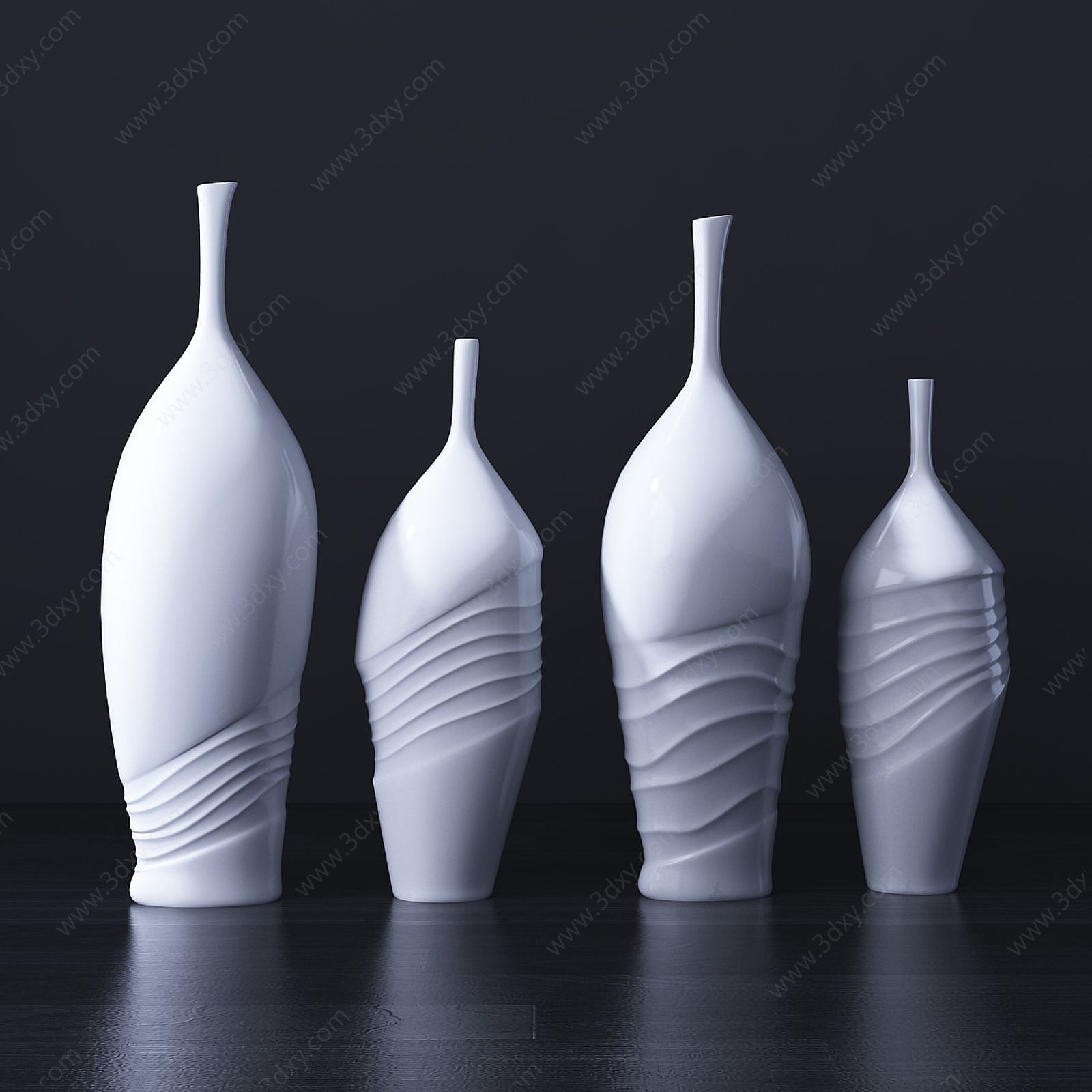 现代不规则波浪花瓶3D模型