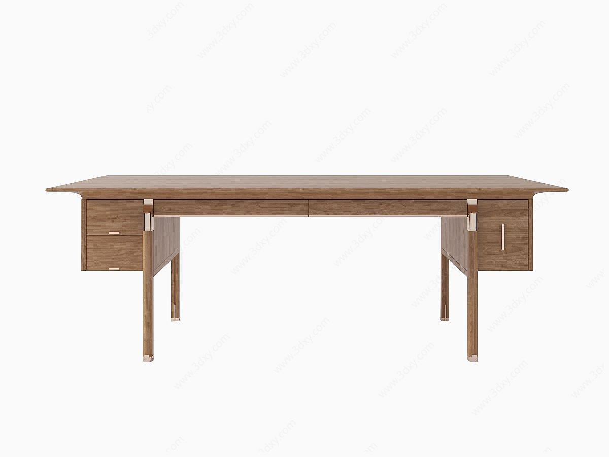 实木长桌3D模型