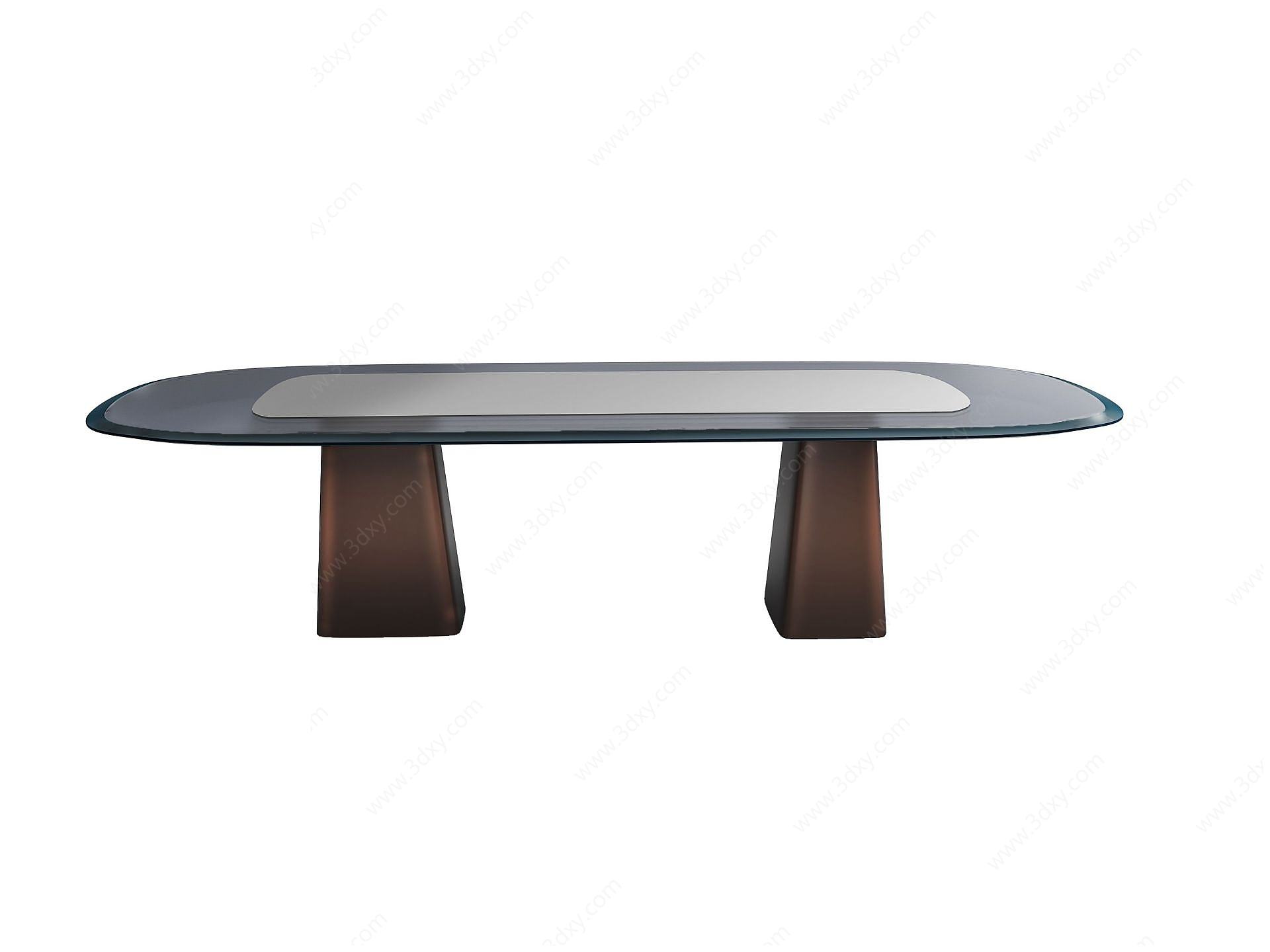 实木长桌餐桌3D模型