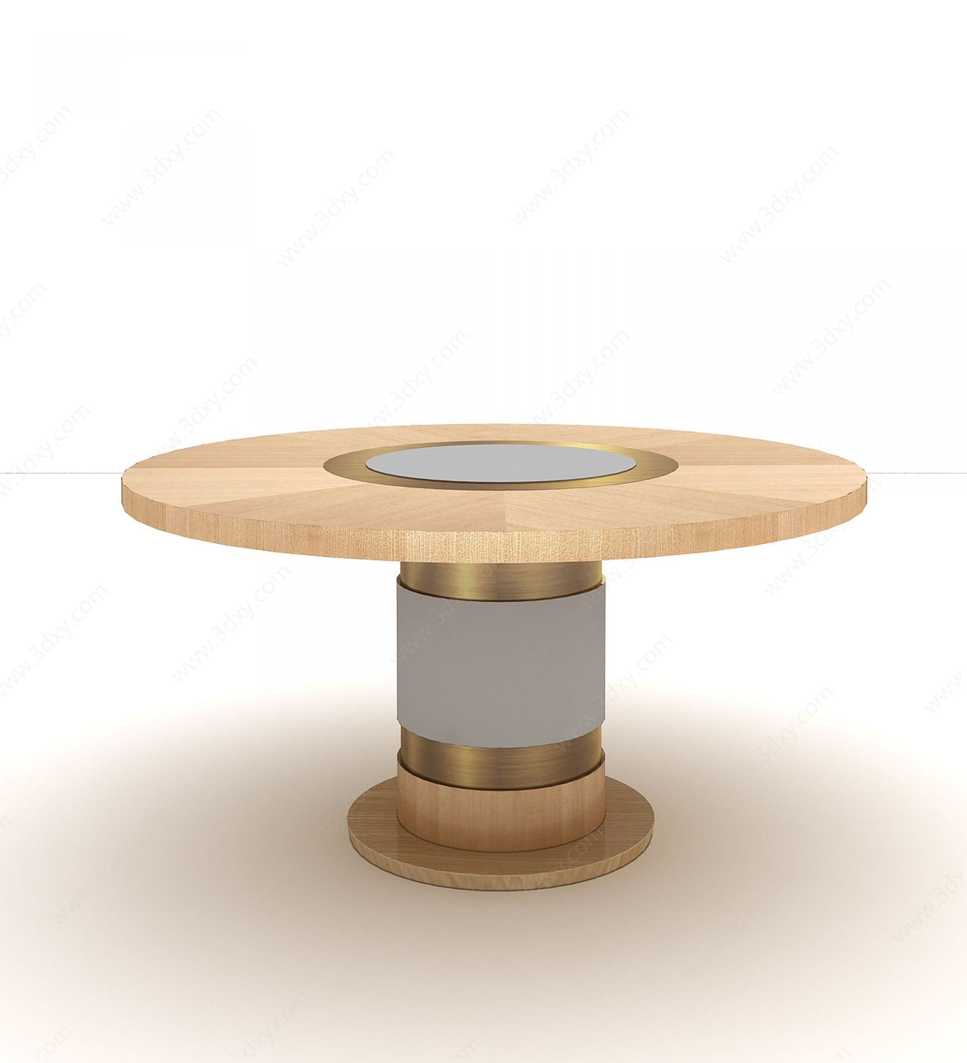 实木圆桌餐桌3D模型