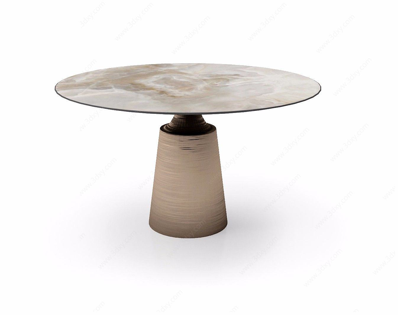 实木圆桌3D模型