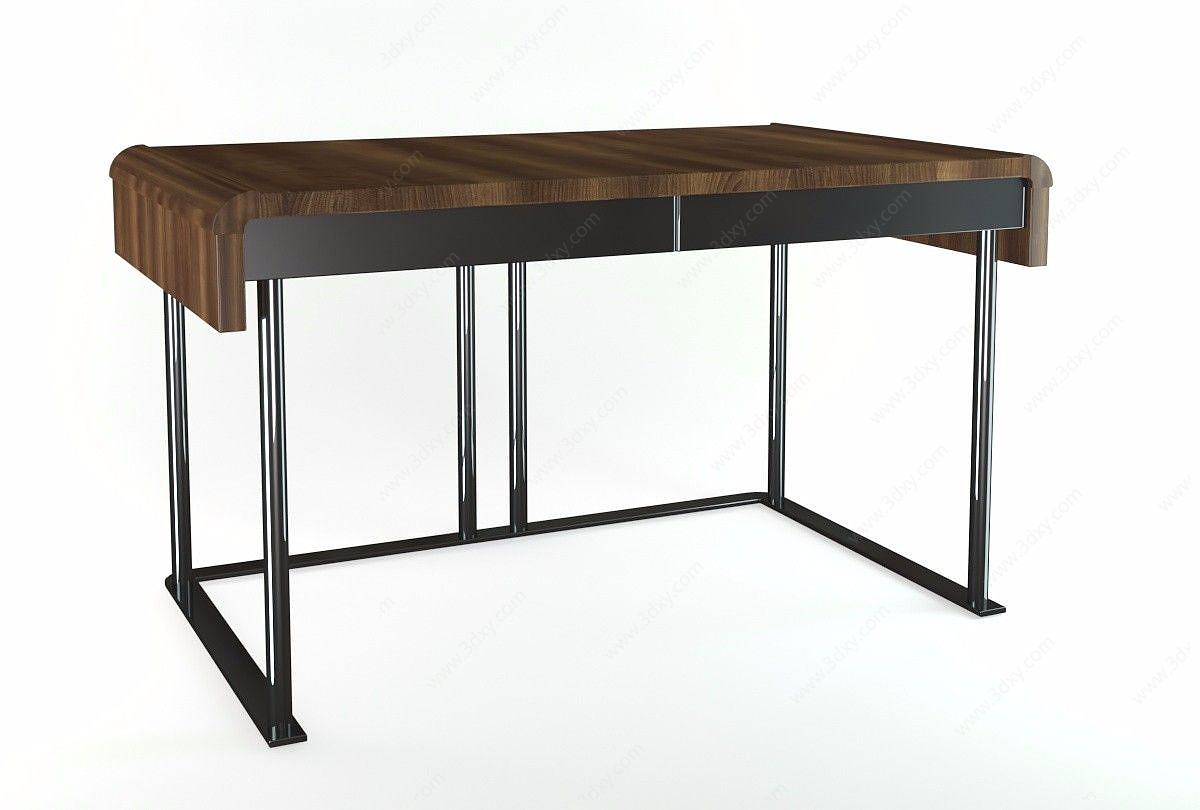 书桌实木桌3D模型
