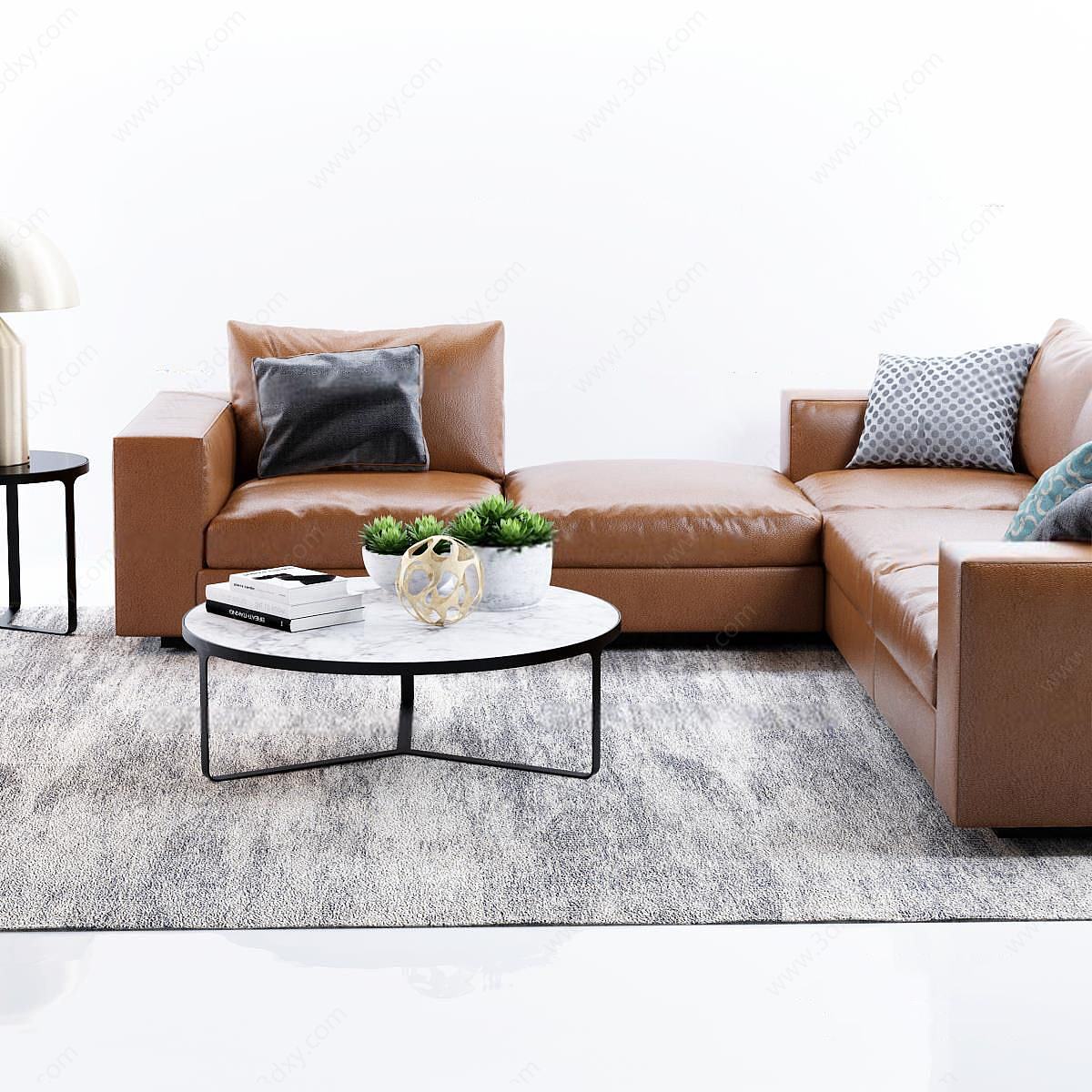 现代沙发边几茶几3D模型
