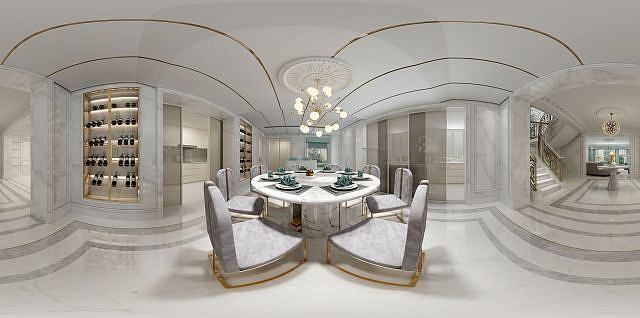 美式客厅餐厅3D模型