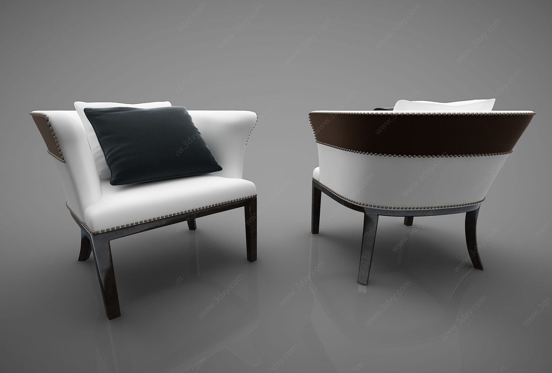 现代皮革沙发3D模型