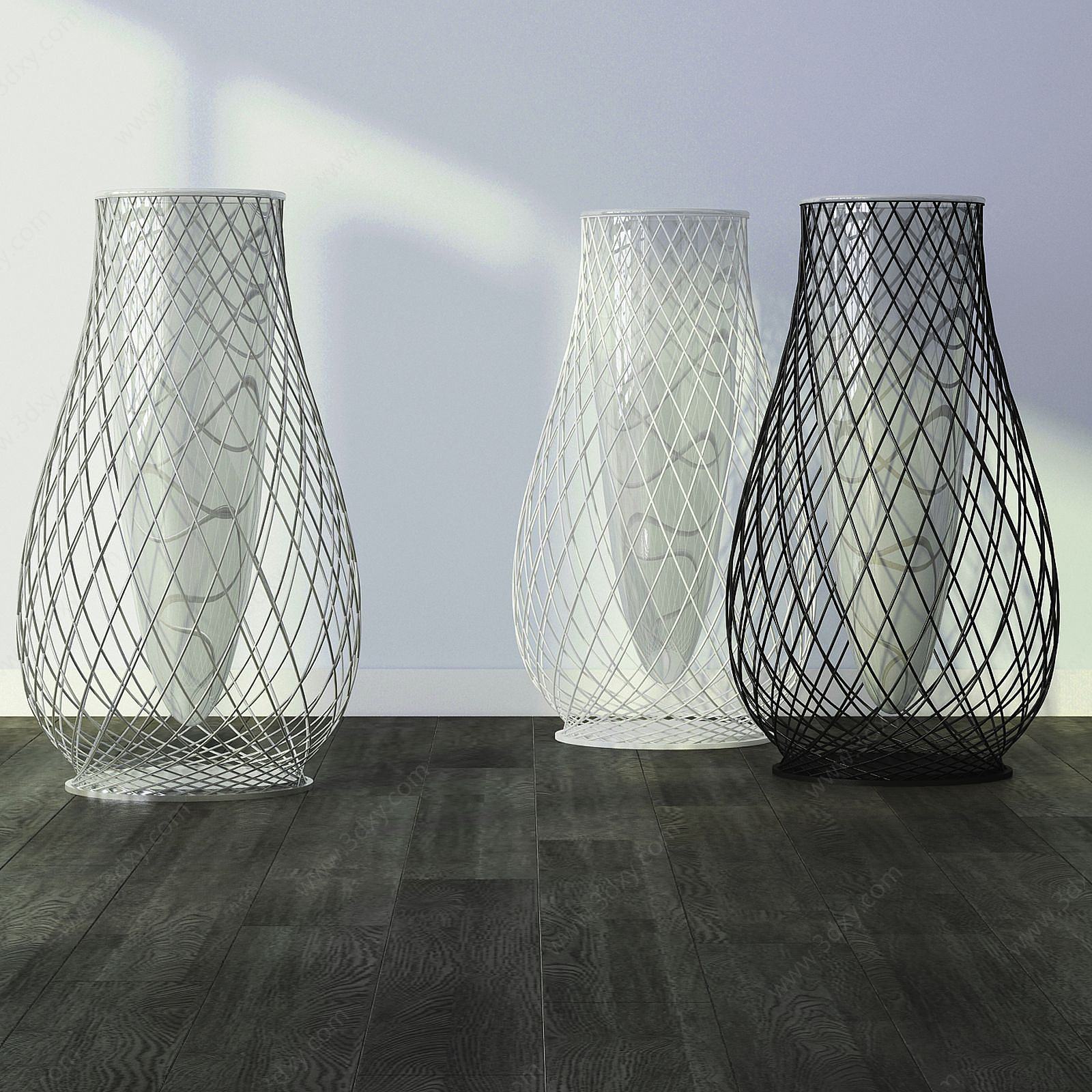 现代铁艺网式花瓶3D模型