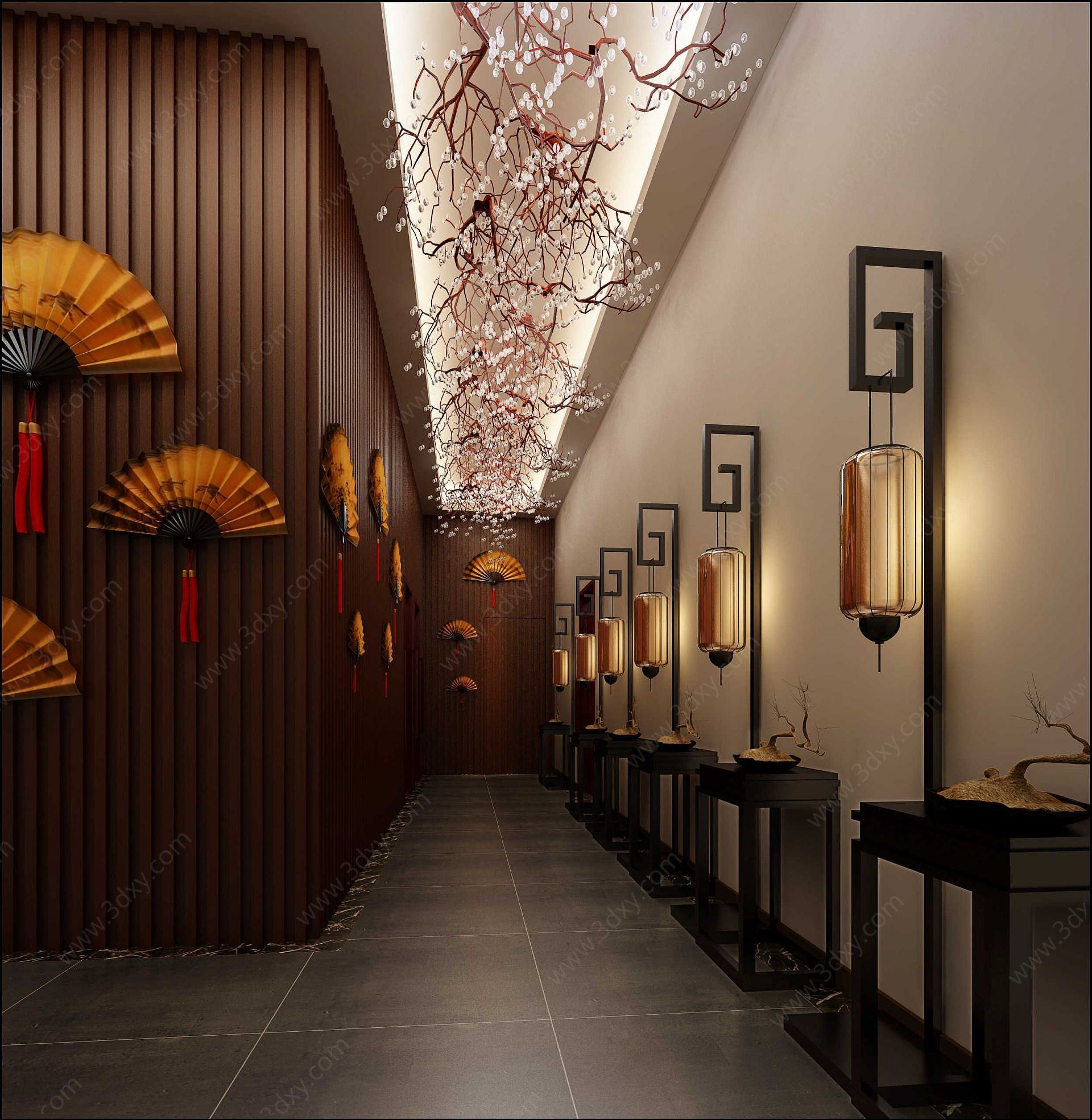 中式古典走廊过道3D模型