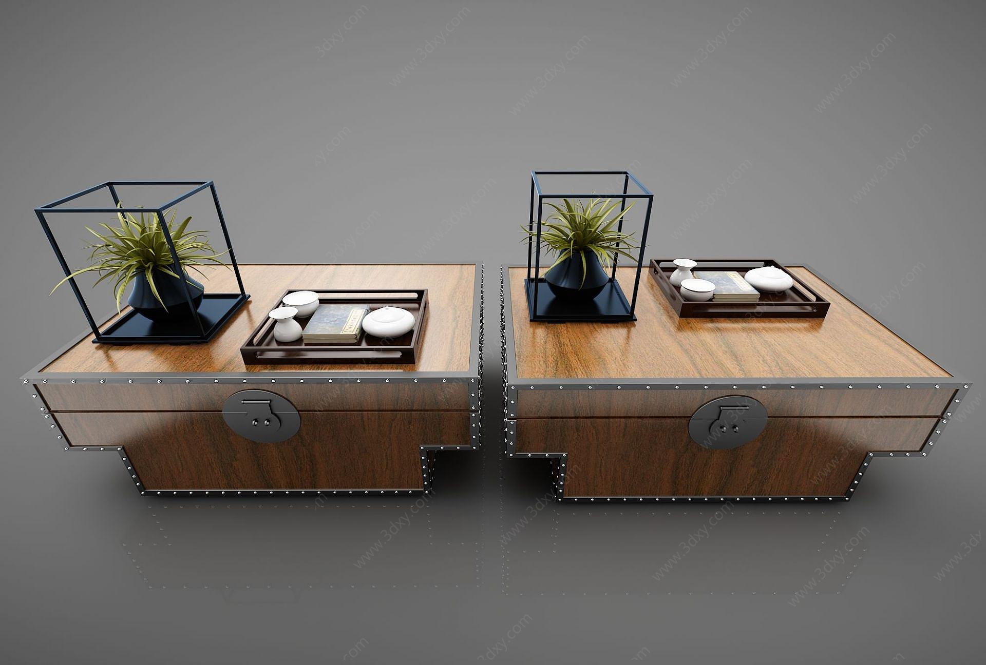 创意复古茶桌3D模型
