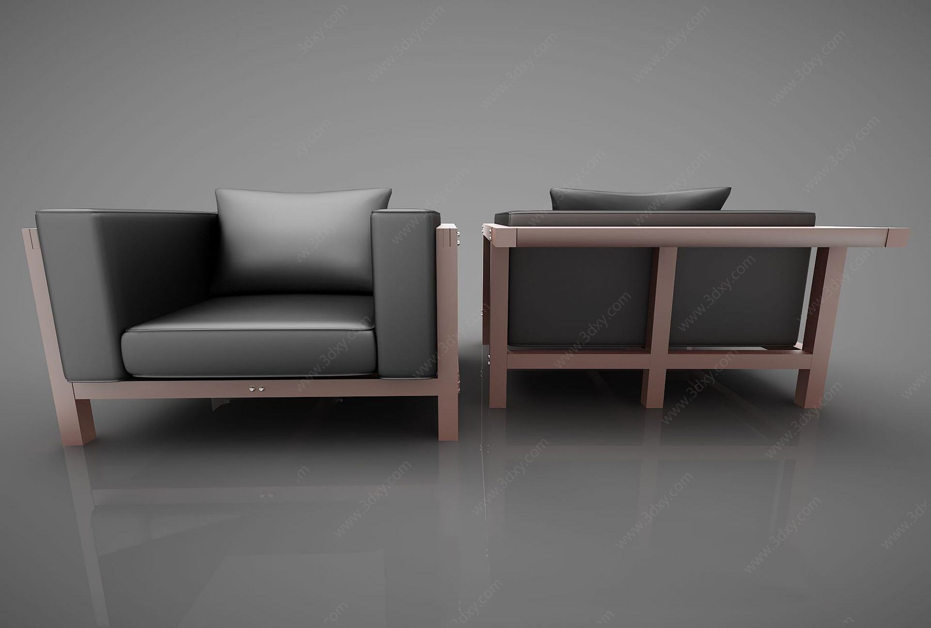 现代创意皮革沙发3D模型