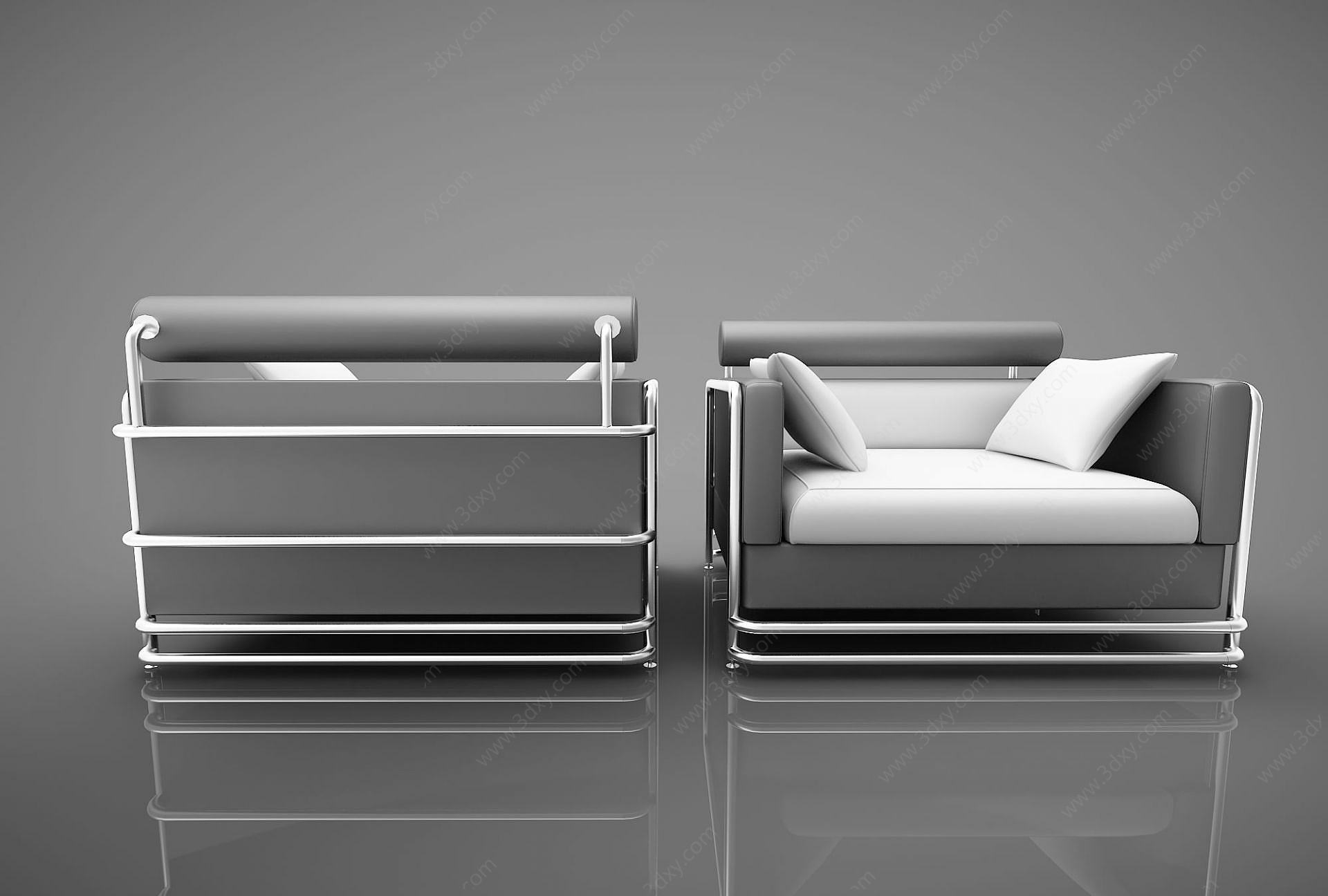 现代靠背沙发组合3D模型