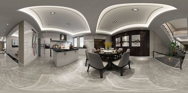 新中式风格餐厨空间3D模型