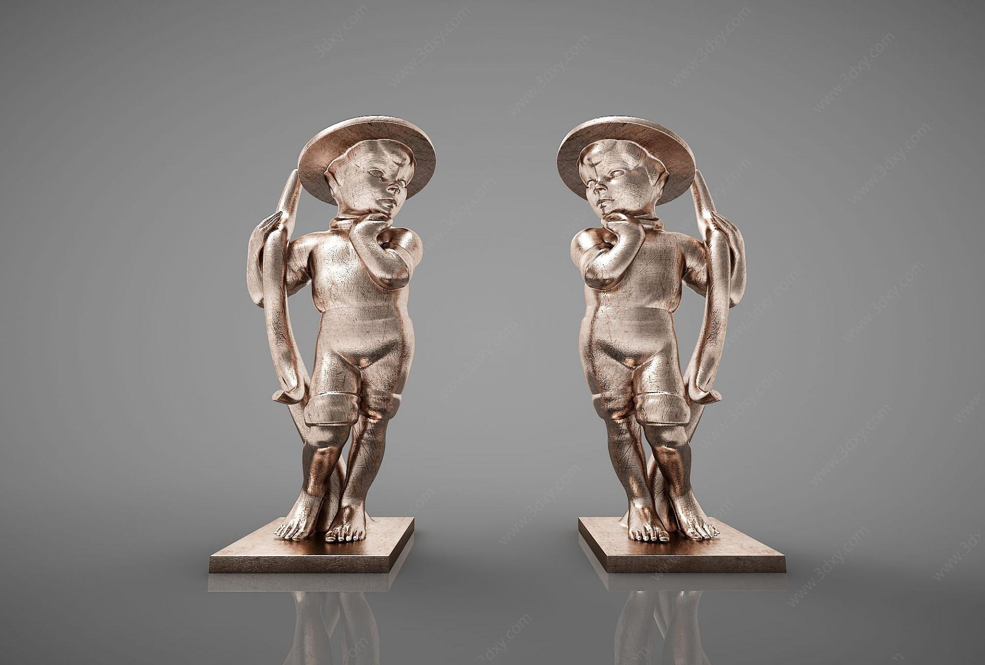 现代风格铜雕像3D模型