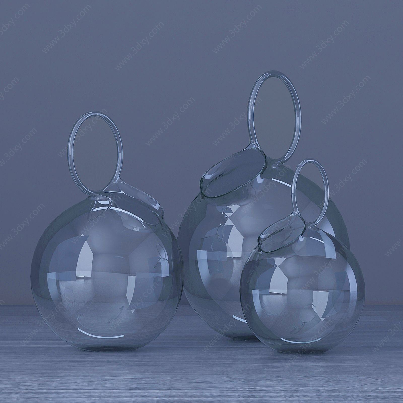 现代圆球透明玻璃吊瓶花瓶3D模型