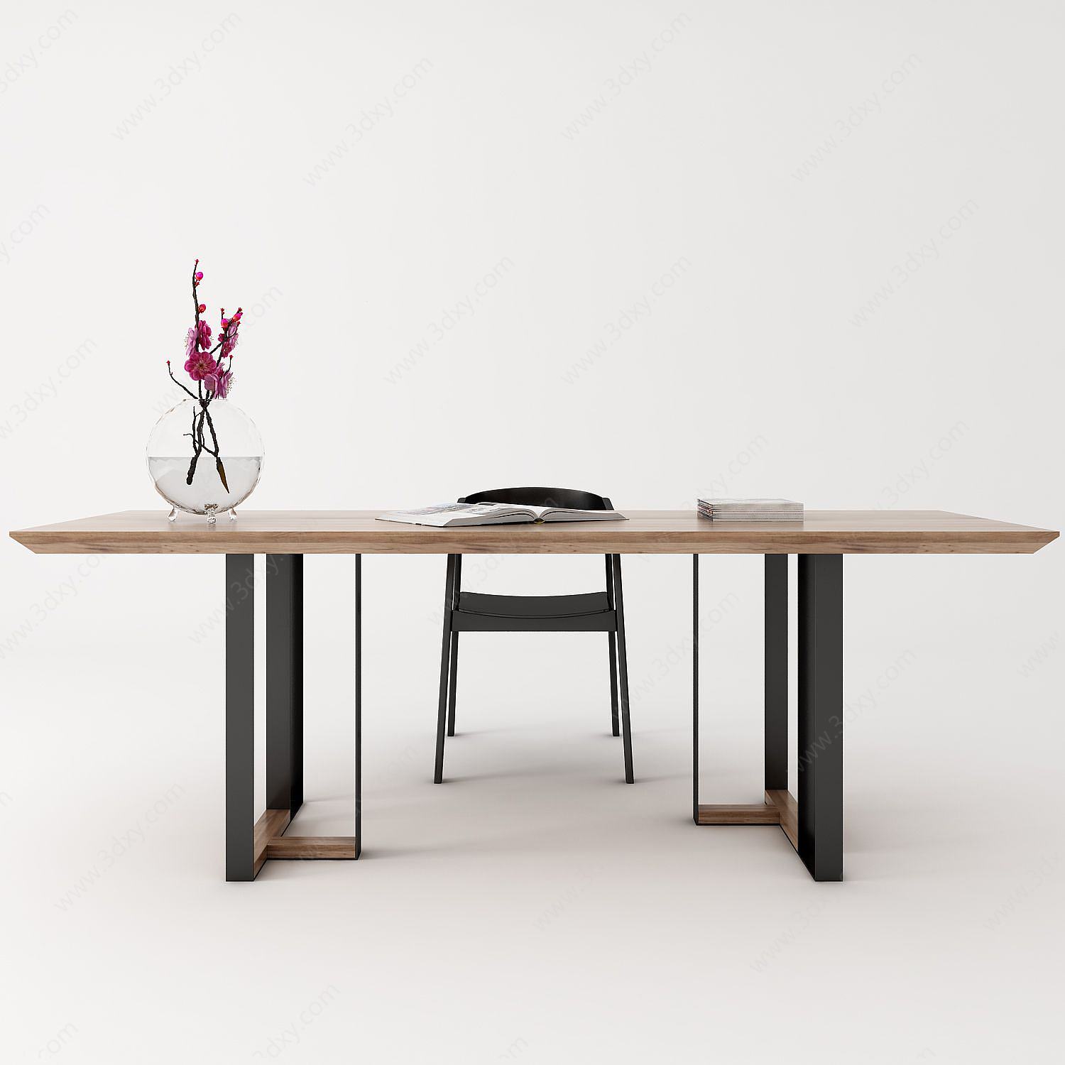 北欧餐桌会议桌长桌椅子3D模型