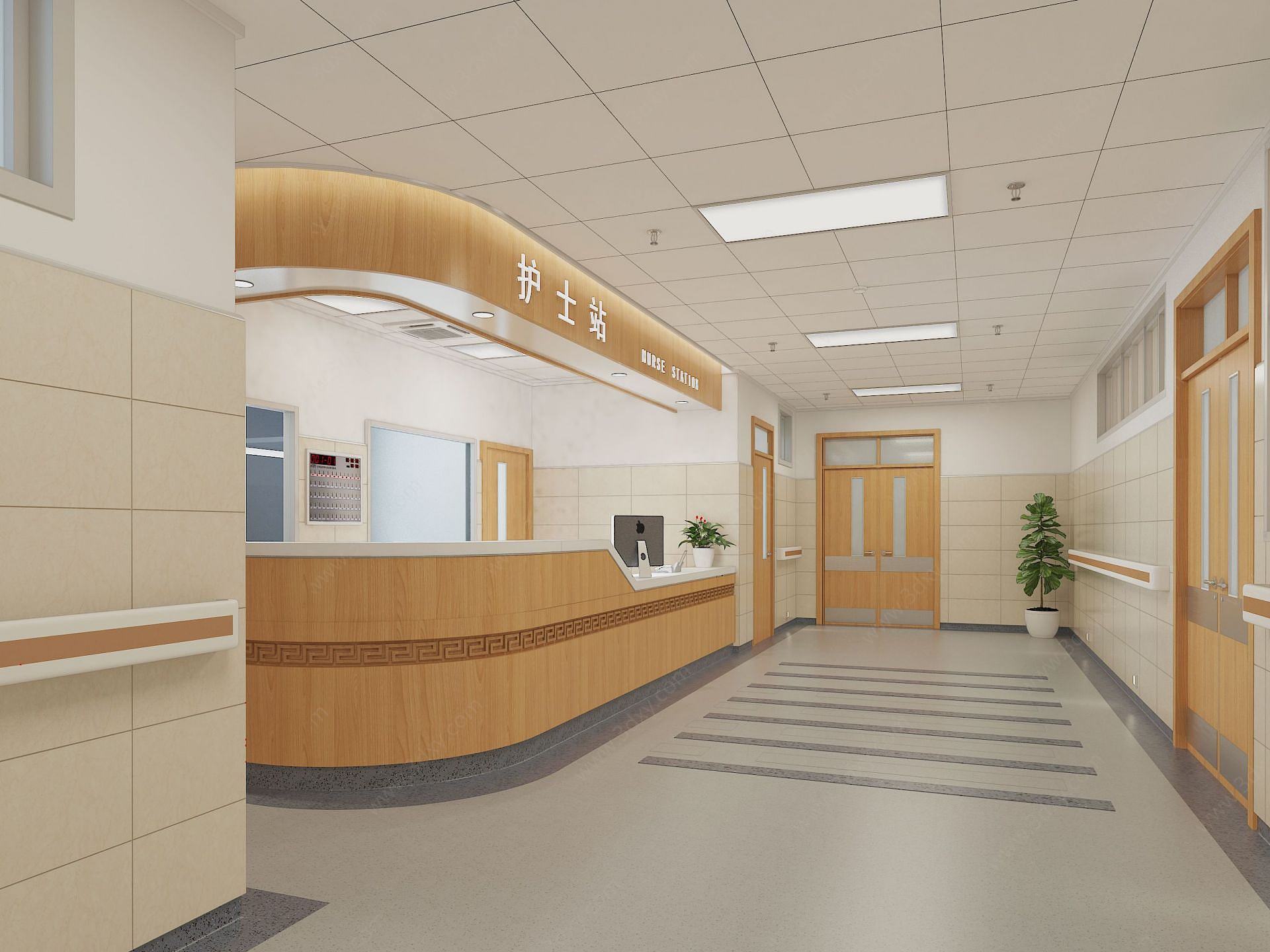 中医院护士站3D模型