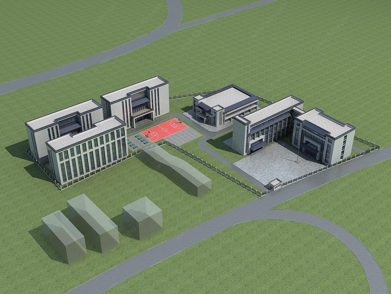 学校教育基地规划3D模型