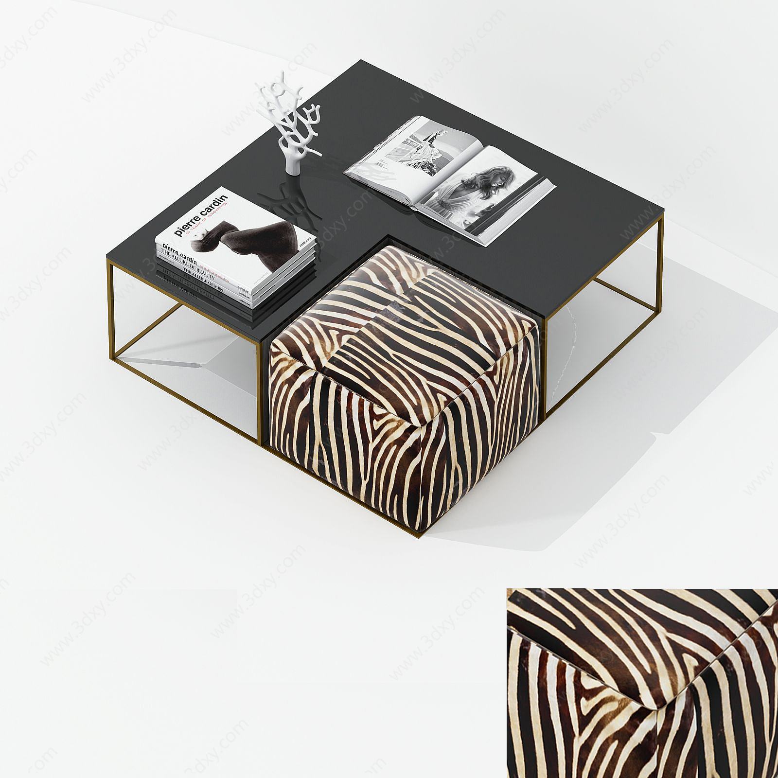 现代时尚茶几凳组合3D模型
