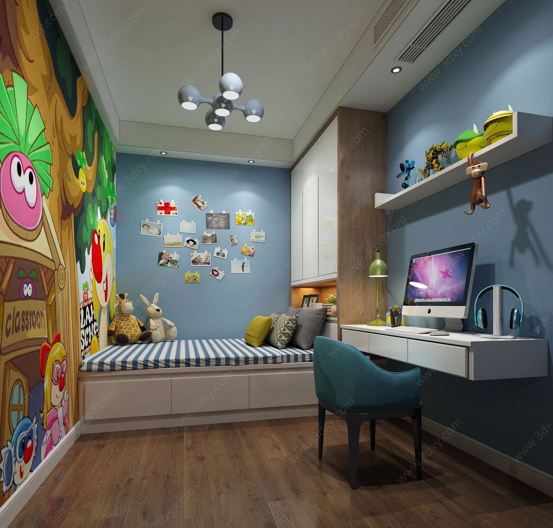 现代简约儿童房3D模型