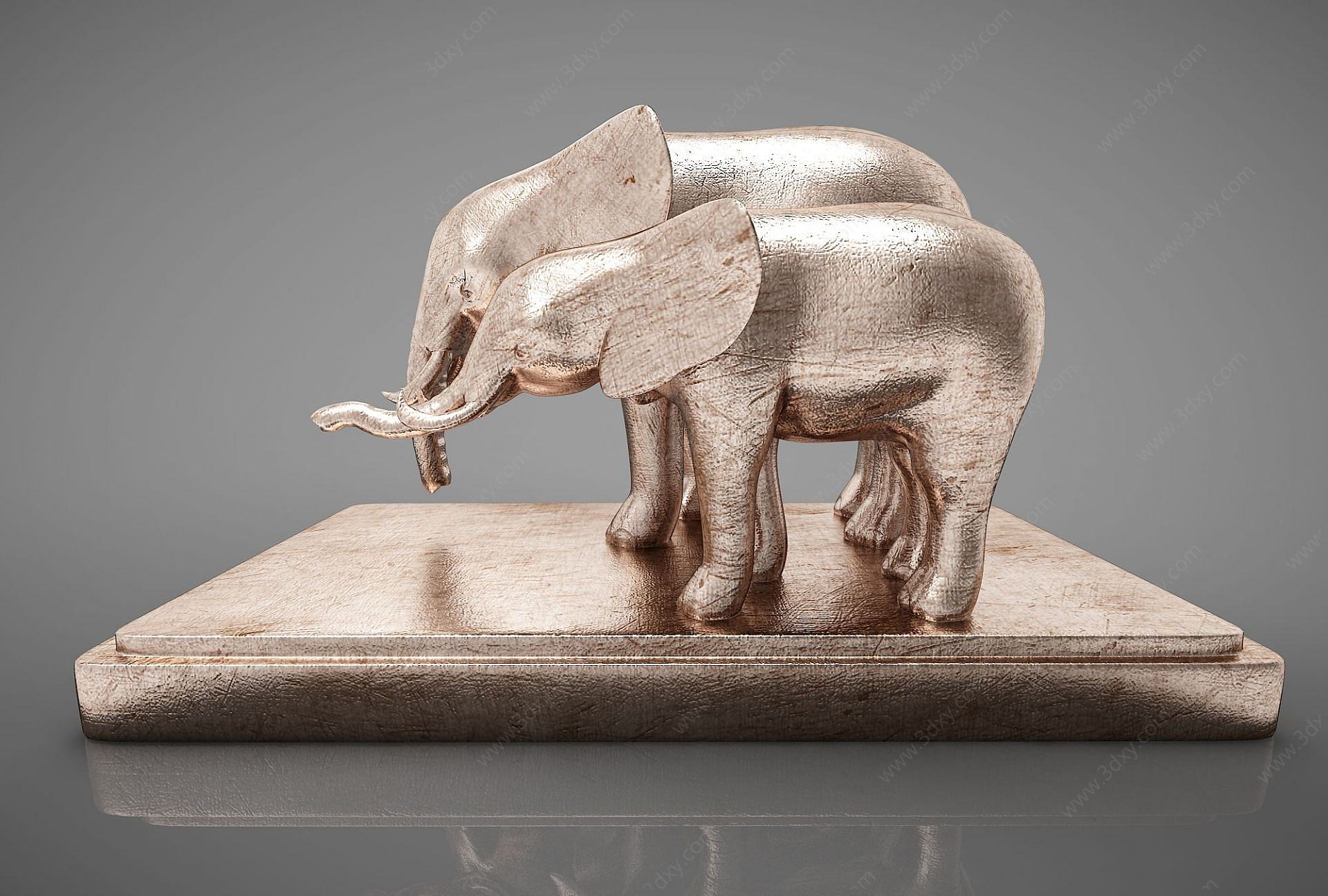 大象摆件组合3D模型