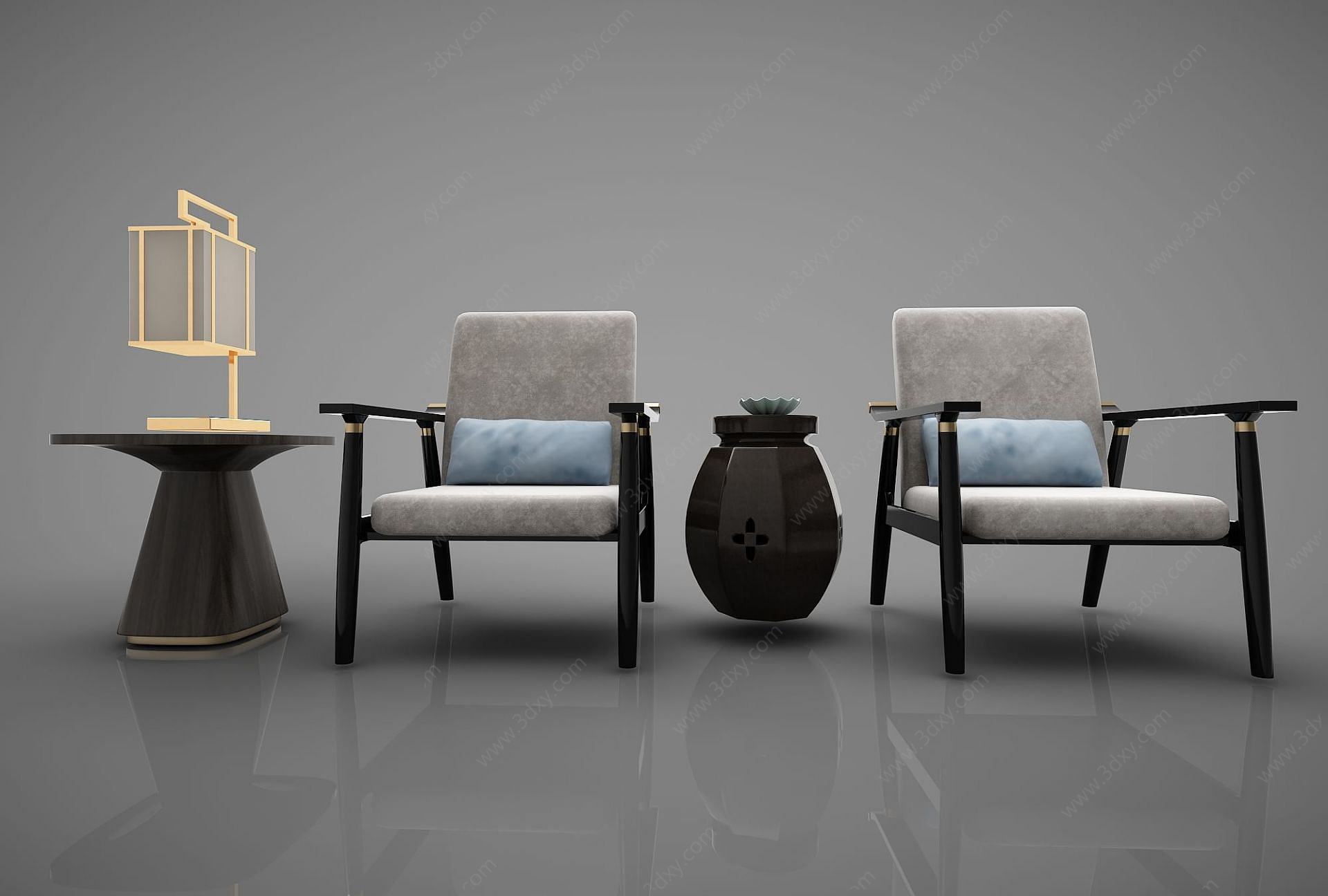 新中式家具组合3D模型