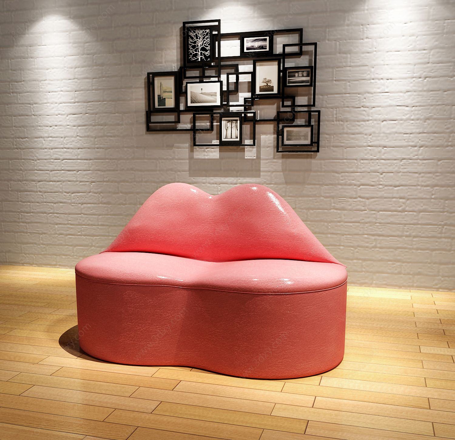 红色唇型沙发3D模型