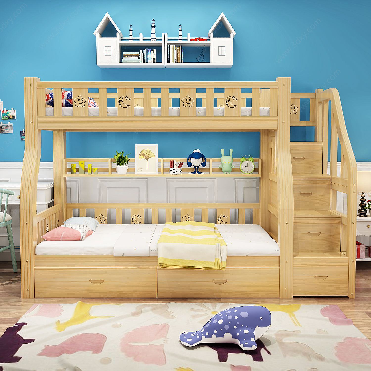 简欧现代儿童床3D模型
