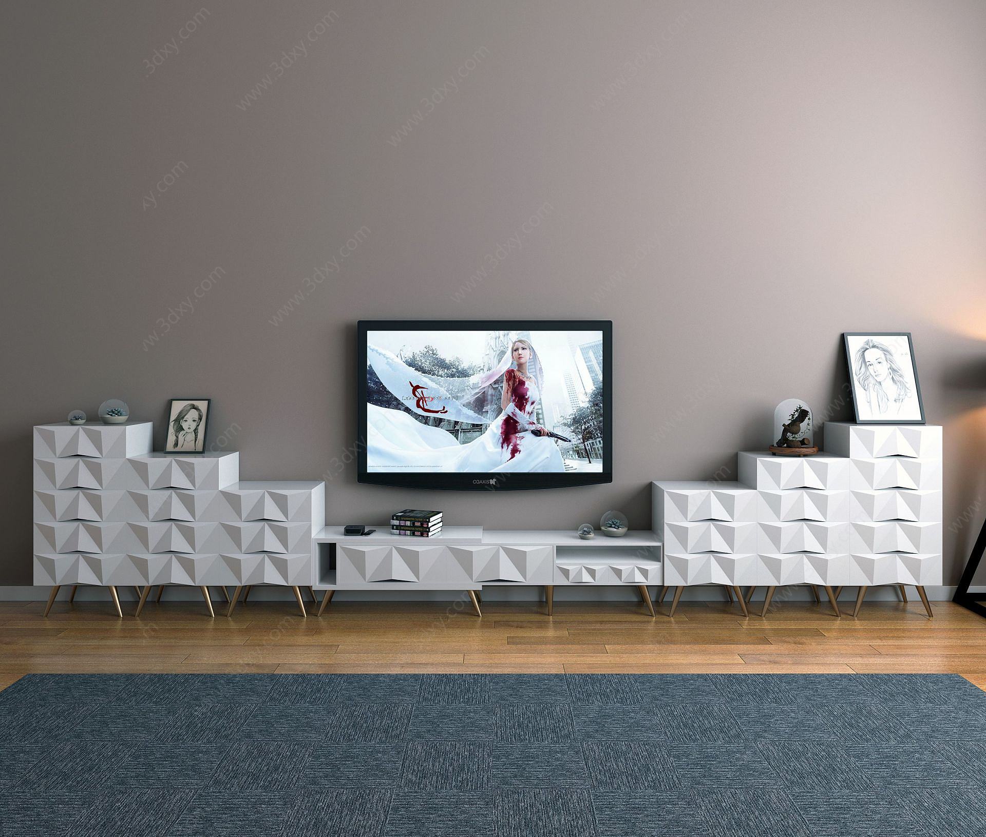 北欧风格电视柜3D模型