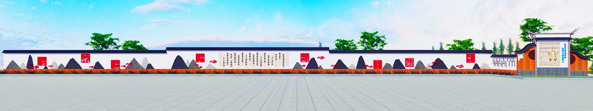 校园围墙3D模型