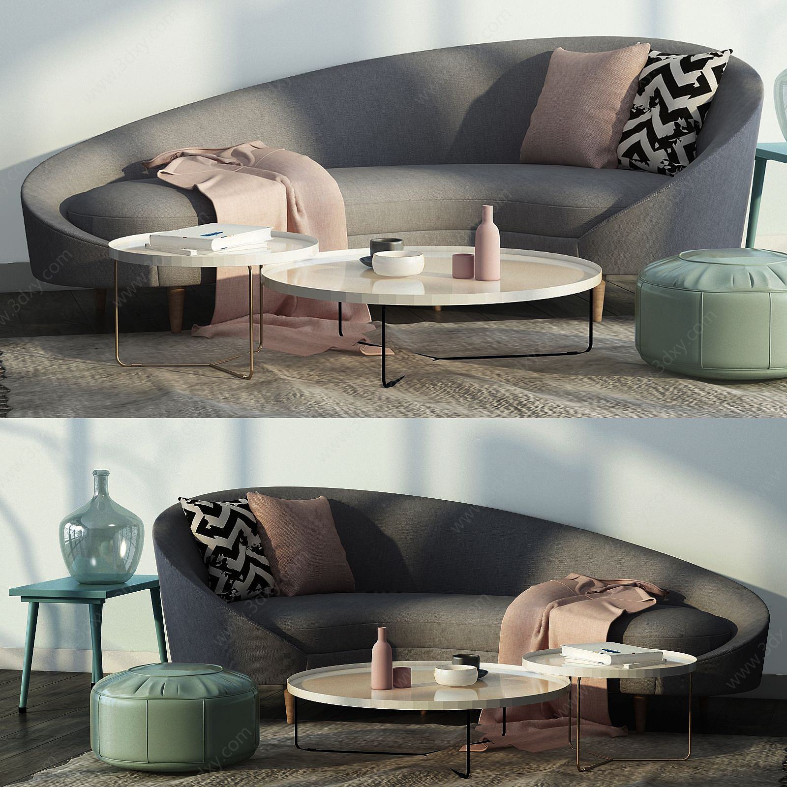 现代沙发茶几组合3D模型